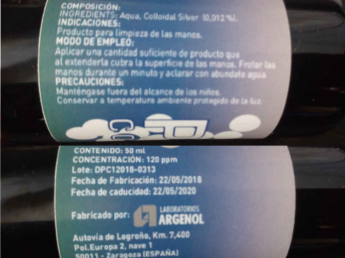 Argenol Plata Coloidal 120 ppm, 50 ml.